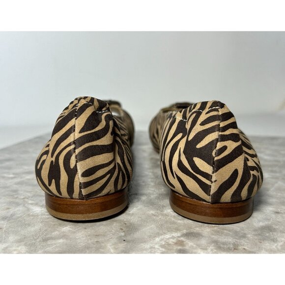 AGL Attilio Guisti Leombruni Zebra Ballet Peeptoe Flats in Brown - Sz 40 (9.5) - Picture 6 of 8